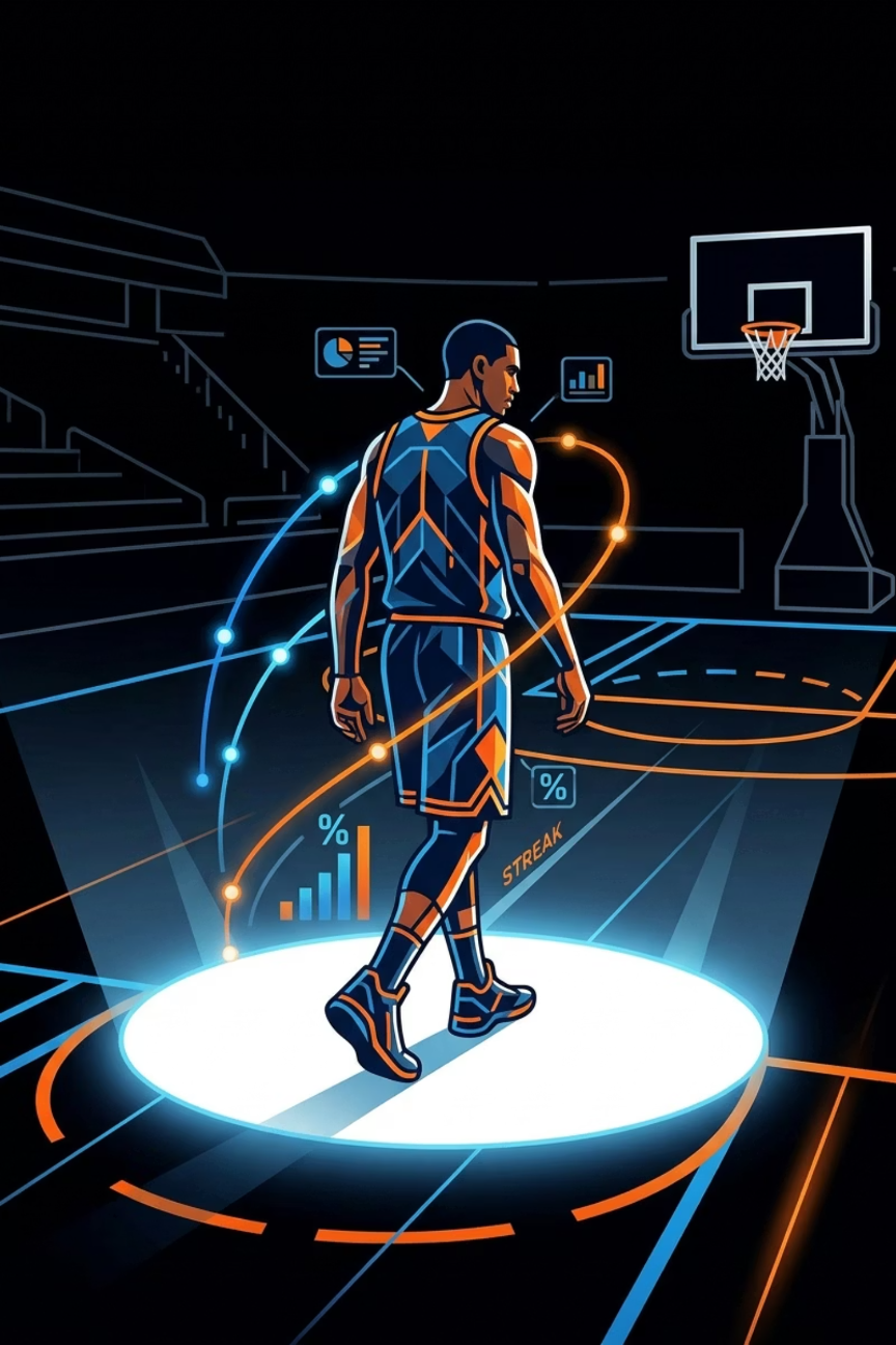 Player tracked on court with DunkTrax data overlays